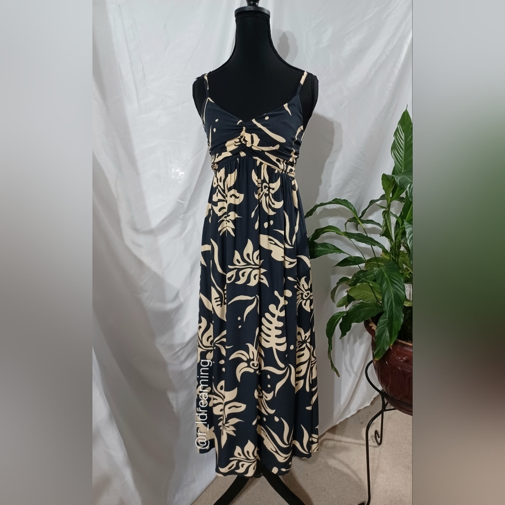 NWT Black Floral Sleeveless Maxi Dress Size XS By Gap Factory